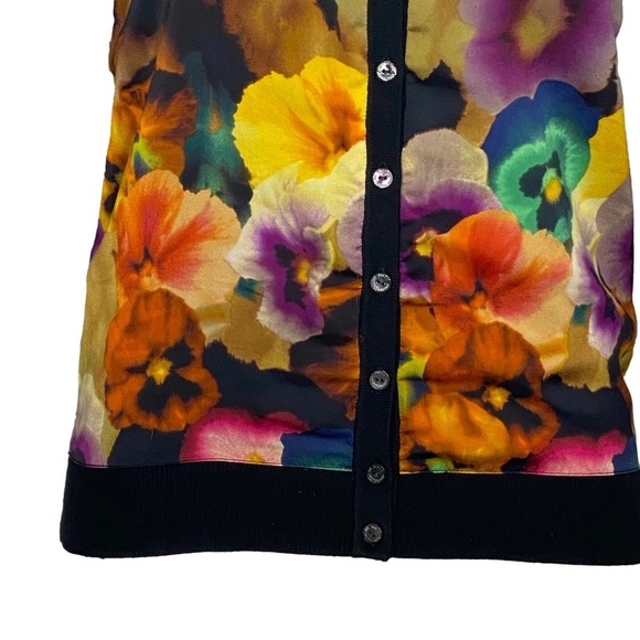 MEXX METROPOLITAN Floral Black Art To Wear Viscose 3/4 Sleeves Cardigan XS EUC - Picture 6 of 16